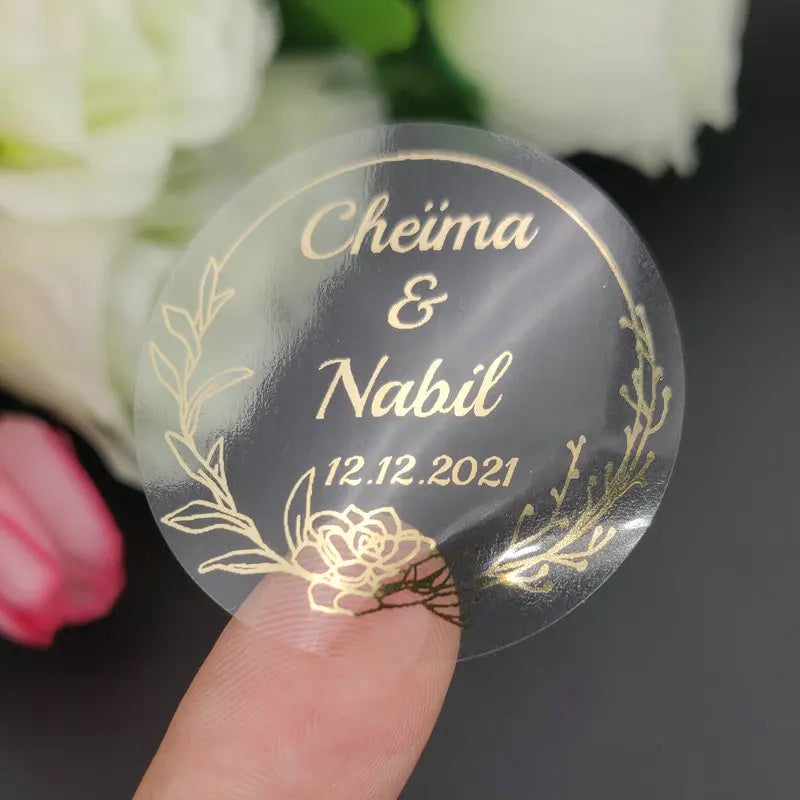 5CM Custom Name Wedding Sticker Personalized Design Your Label Candy Gift Box Birthday Party Seal Sticker Self-adhesive 50PCS