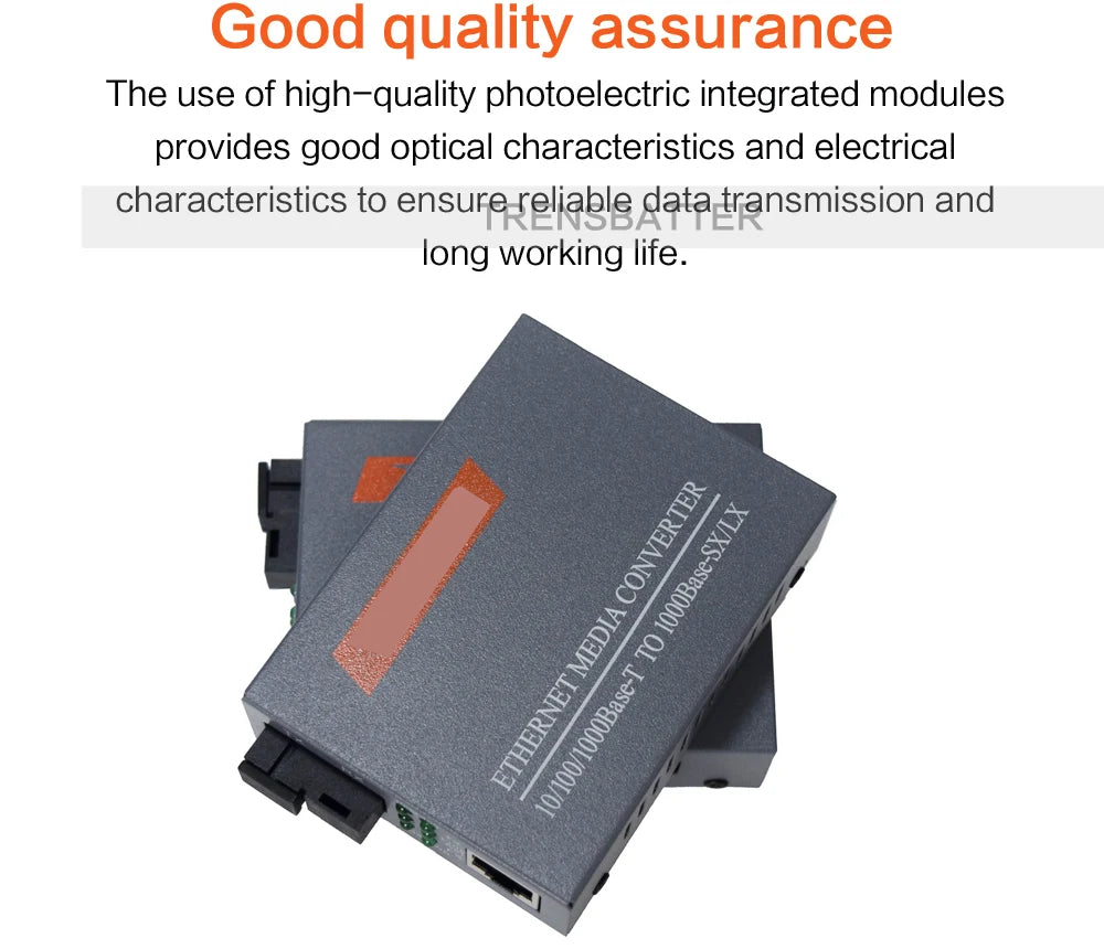 1 Pair HTB-GS-03 A/B Gigabit Fiber Optical Media Converter 1000Mbps Single Mode Single Fiber SC Port 20KM External Power Supply
