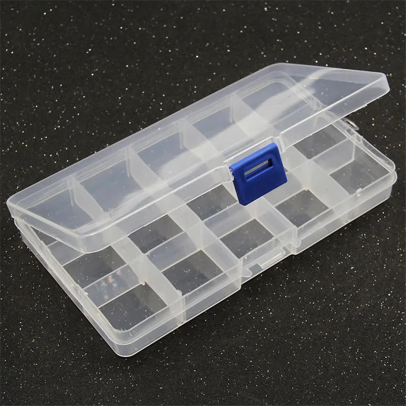 Yidensy 1pcs Square Transparent Plastic Storage Box Case 10/24 Slot Adjustable for Pills Jewelry Beads Earring Case Organizer