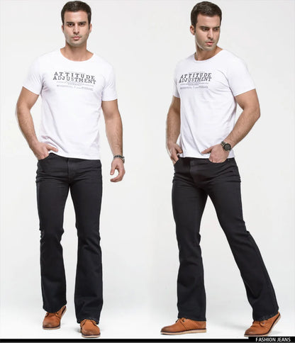 LGRG Mens Boot Cut Jeans Slightly Flared Slim Fit Blue Black Trousers Designer Classic Male Stretch Denim Pants