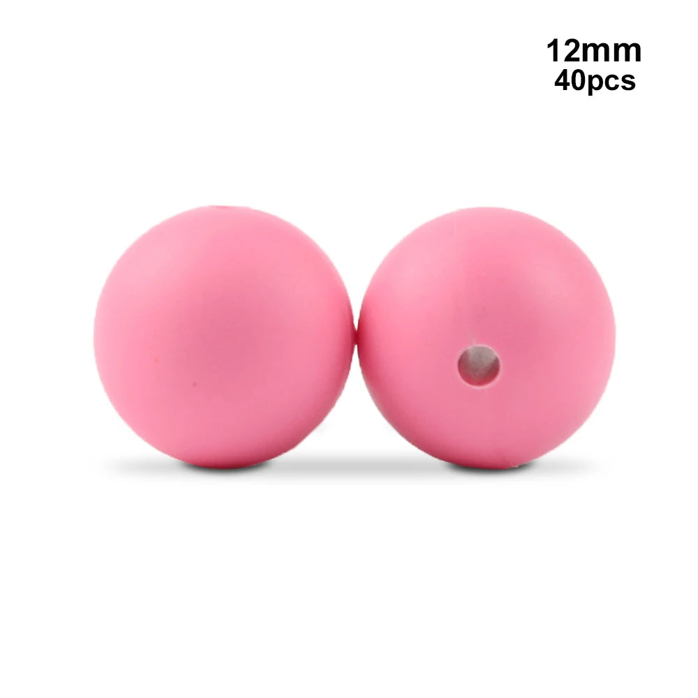 LOFCA 40pcs 12mm Silicone Beads Teething Chew Beads Food Grade Teether Necklace BPA Free Diy Jewelry Baby Teether Toy Pacifier