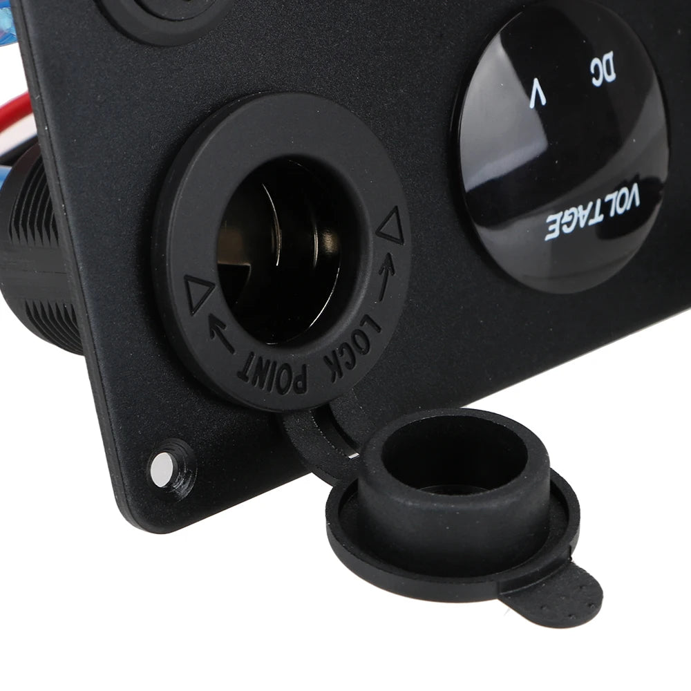 LEEPEE 5 Gang 12V Waterproof Intergrated Switch Panel Digital Voltmeter Dual USB Port For Boat Car Marine LED Rocker Accessories