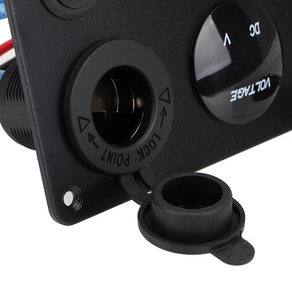 LEEPEE 5 Gang 12V Waterproof Intergrated Switch Panel Digital Voltmeter Dual USB Port For Boat Car Marine LED Rocker Accessories