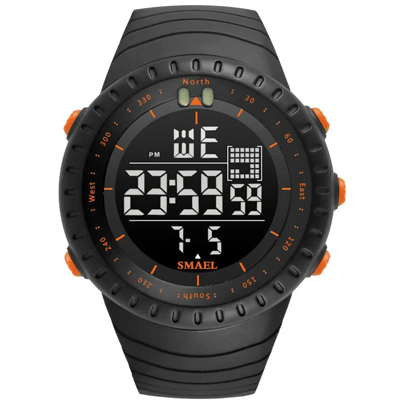 SMAEL Brand Men Electronics Watch Outdoor Sports Waterproof Big Dial Digital LED Alarm Digital-watch 1237 Sport Watch