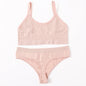 Women Seamless Bra And Panties Set U-Back Bralette Top Comfort Breathable Briefs Ribbed Sexy Lingerie Sports Underwear Set
