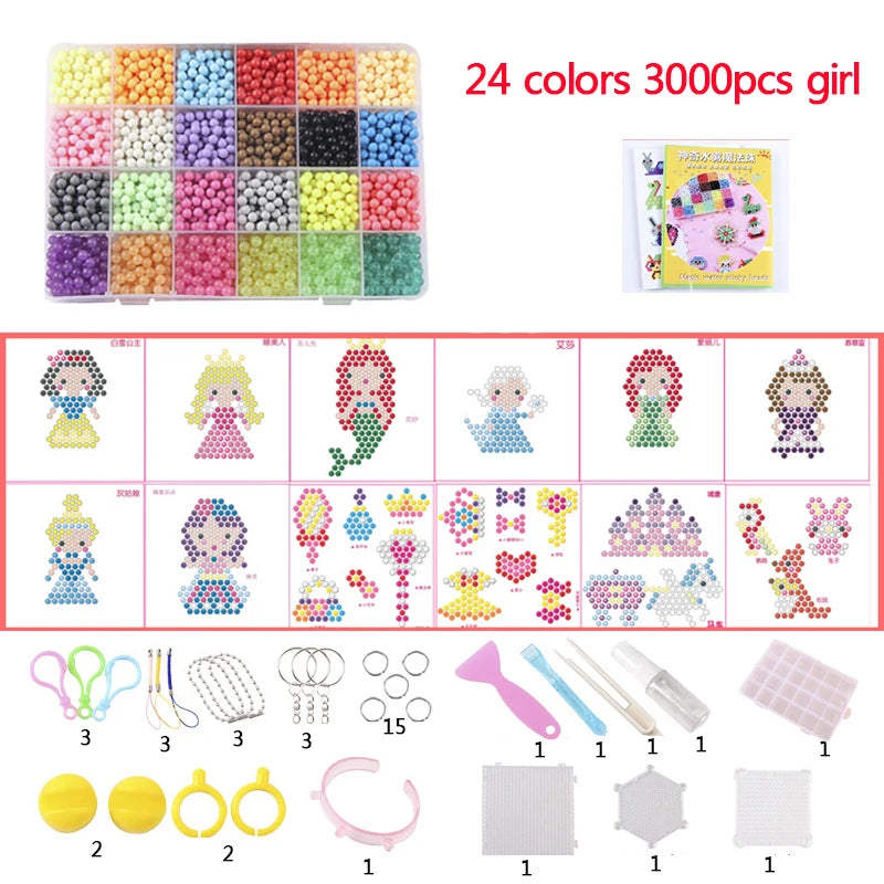 6000pcs 24 colors Refill Beads puzzle Crystal DIY water spray beads set ball games 3D handmade magic toys for children Toy