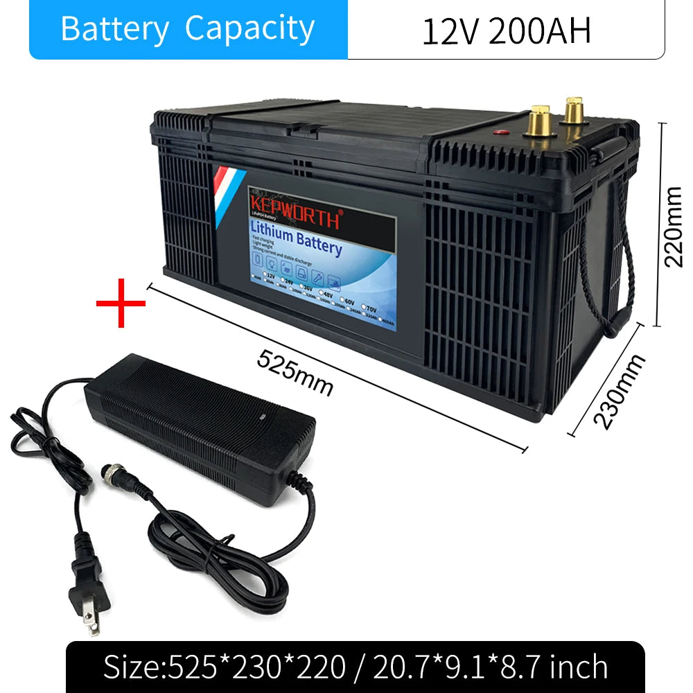 12V/24V LiFePO4 Battery with BMS - 30/50/100/120/135/300Ah for Golf Cart, Solar, RV, EV - Long Lifespan