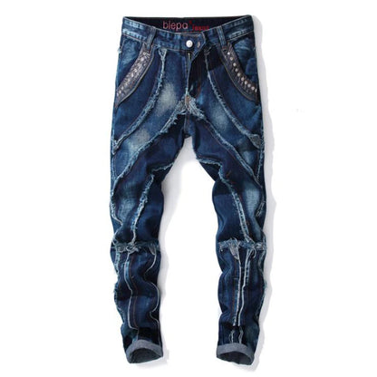 2022 New Fashion Mens Biker Jeans Punk Style Men Cargo Denim Pants  Zipper Pocket Motorcycle Jeans Male Pantalones Hombre