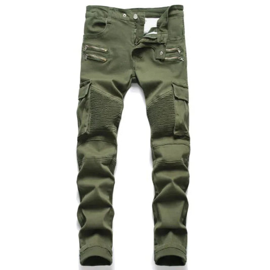 2022 New Fashion Mens Biker Jeans Punk Style Men Cargo Denim Pants  Zipper Pocket Motorcycle Jeans Male Pantalones Hombre