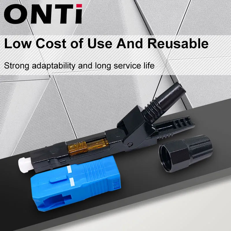 ONTi 50-400pcs Embedded SC UPC Fiber Optic Fast Connector FTTH Single Mode Optical Quick Connector SC Adapter Field Assembly