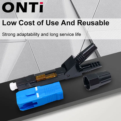 ONTi 50-400pcs Embedded SC UPC Fiber Optic Fast Connector FTTH Single Mode Optical Quick Connector SC Adapter Field Assembly