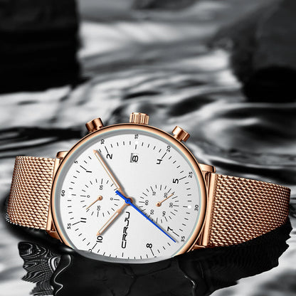 CRRJU Mens Watch Top Luxury Brand Men Stainless Steel WristWatch Men's Military waterproof Date Quartz watches relogio masculino