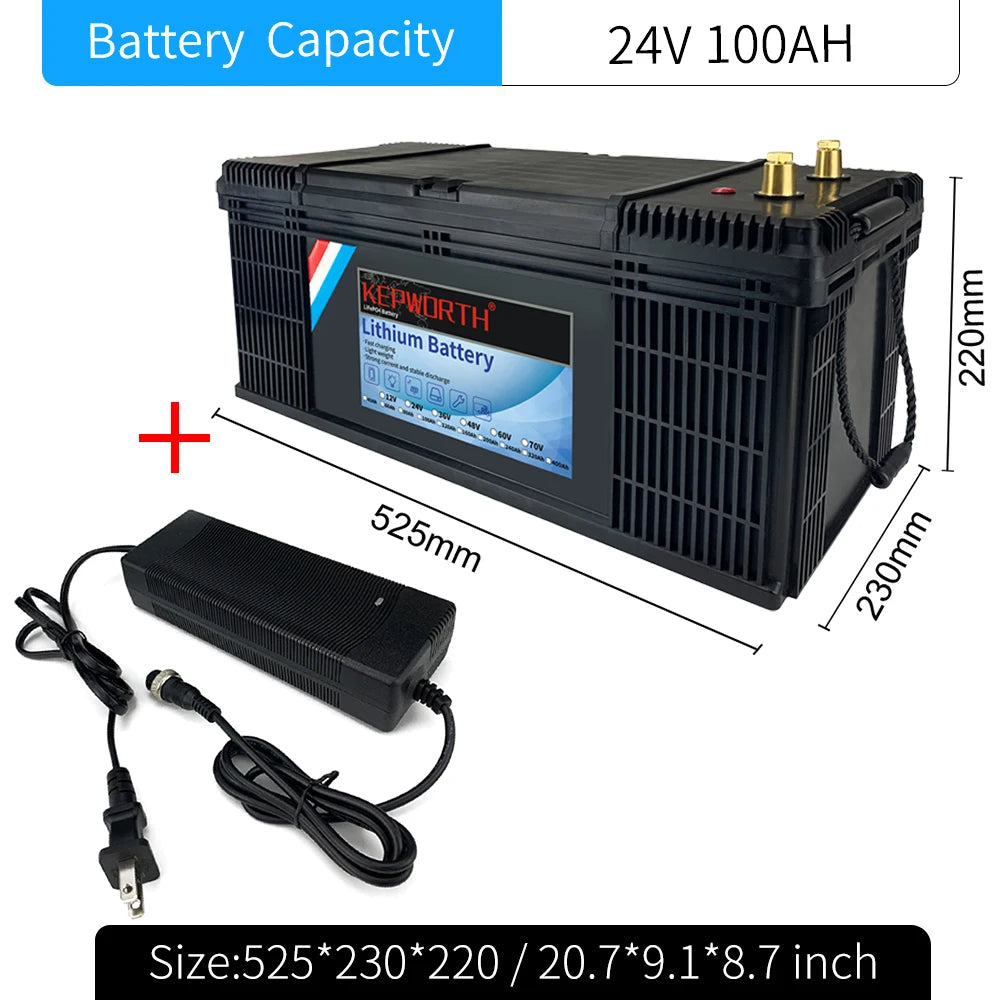 12V/24V LiFePO4 Battery with BMS - 30/50/100/120/135/300Ah for Golf Cart, Solar, RV, EV - Long Lifespan