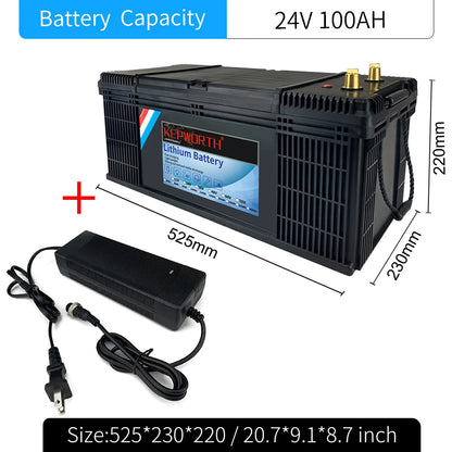 12V/24V LiFePO4 Battery with BMS - 30/50/100/120/135/300Ah for Golf Cart, Solar, RV, EV - Long Lifespan