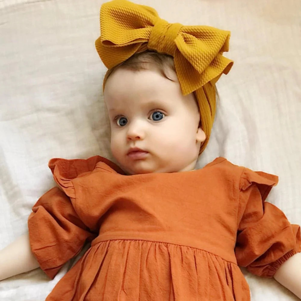 Solid Baby Headband Adjustable Big Bowknot Hair Band Oversize Turban Newborn Headwear For Baby Girls Fashion Hair Accessories