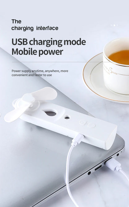 Mini Handheld Fan With Mister USB Nano Spary Diffuser Fold Air Humidifier Ventilador Portable 500Mah Battery Rechargeable Silent