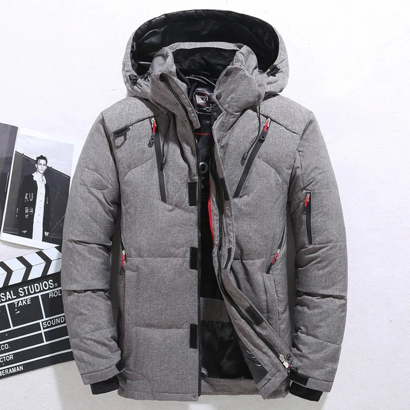 Casual Winter Warm Snow Jackets Men's Clothing White Duck Down Jacket Parkas Man Thicken Coats Male -20 Degree Windbreaker Park