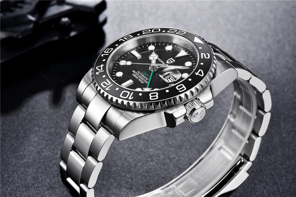 PAGANI DESIGN 2026 40MM Luxury Men GMT Automatic Machinery Watch Ceramic Bezel Jubilee Strap Sapphire Waterproof Watches for men