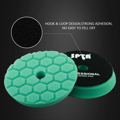 SPTA 3"/5"/6" Car Spong Buffing Polishing Pad Honeycomb Pattern Hook&Loop Backer For DA/RO/GA Car Buffer Polisher