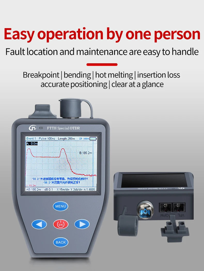 YOUYSI  4 in 1 FTTH OTDR Mini Optical Power Meter Stable light source VFL Multifunction can Test Active Fiber OTDR YYS-306N