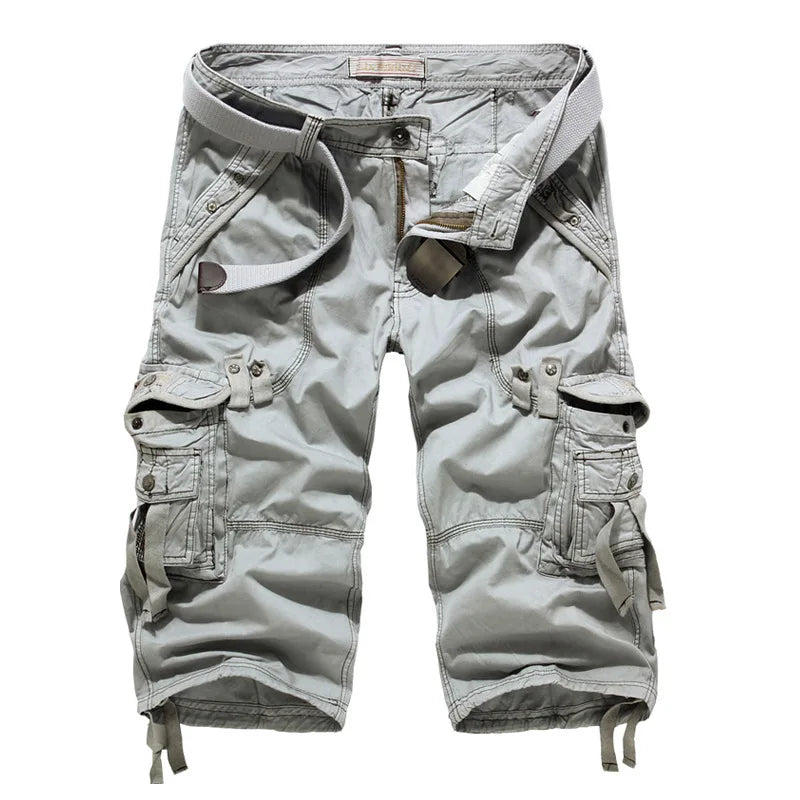 2025 Summer New High Quality Cargo Shorts Men Casual Workout Military Men's Shorts Multi Pocket Knee Length Short Pants