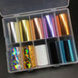 1 Box New Metal Nail Foils for Matt Transfer Paper Neon Stickers Champagne Nails Wraps Silver DIY Chameleon Nail Art Decorations