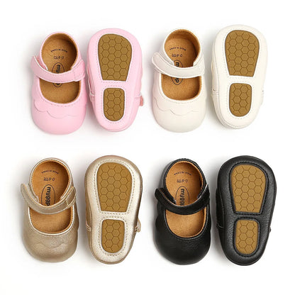 Meckior Baby Girl Shoes Leather Rubber Sole Anti-slip Toddler First Walkers Infant Crib Shoes Newborn Girl New Baby Shoes