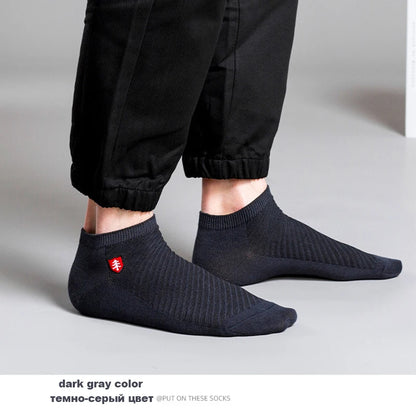 3/5Pairs High Quality Bamboo Fiber Men‘s And Women Socks Embroidery Boat Ankle Socks Men Gifts Spring Summer Socks