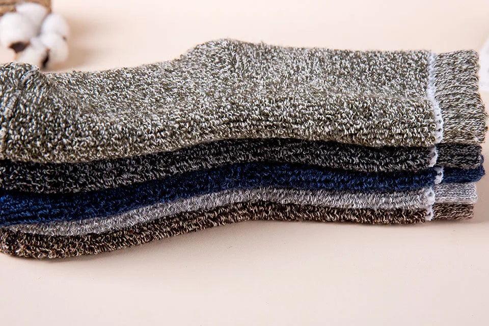 Winter Men's Merino Wool Socks Super Thick Warm High Quality Harajuku Retro Snow Casual Antifreeze Socks 5 Pair