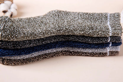 Winter Men's Merino Wool Socks Super Thick Warm High Quality Harajuku Retro Snow Casual Antifreeze Socks 5 Pair