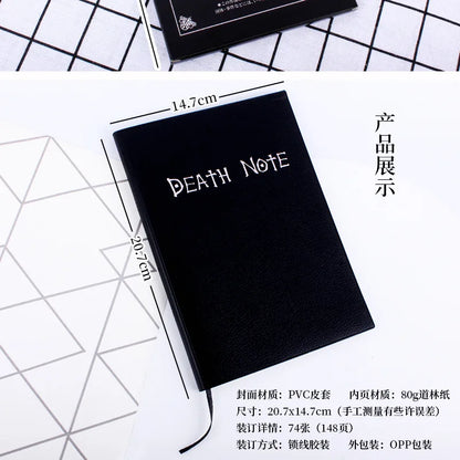 A5 Anime Death Note Notebook Set Leather Journal and Necklace Feather Pen Animation Art Writing Journal Death Note Notepad