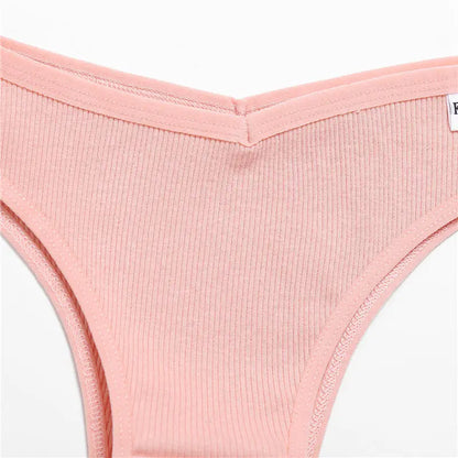 FINETOO 3/5Pcs Cotton Brazilian Panties Women's Panties Sexy V Waist T-Back Underwear Female Soft Underpants Lady Bikini Lingeri