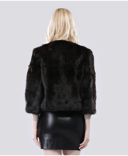 Hot Sale Girl Real Rabbit Fur Coat Women Real Rabbit Fur Jacket Genuine Real Rabbit Fur Outerwear Casual Short Real Fur Coats