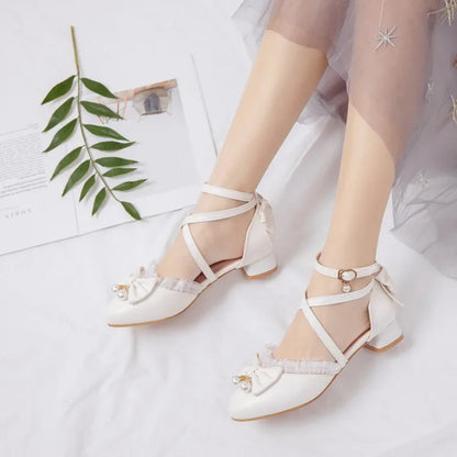 7-15 Years Old Girls High Heels Shoes Pink White Princess Girls Dress Shoes Summer Girls Party Shoes  X#12/10D50