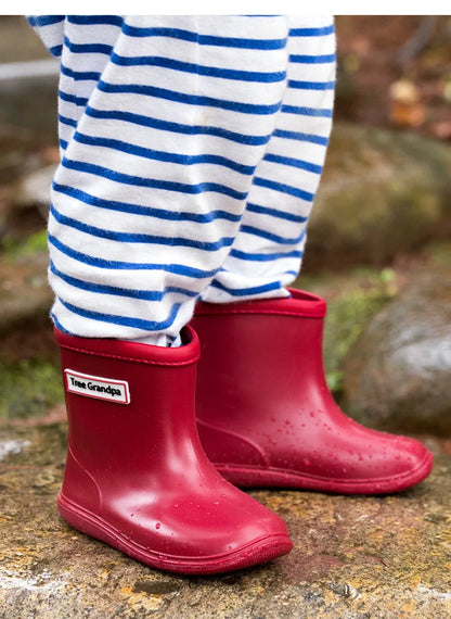 Child Boy Rubber Rain Shoes Girls Boys Kid Ankle Rain Boots Waterproof Shoes Round Toe Water Shoes Soft Toddler Rubber Shoes