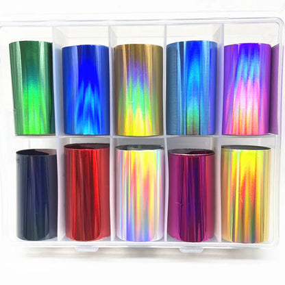 1 Box New Metal Nail Foils for Matt Transfer Paper Neon Stickers Champagne Nails Wraps Silver DIY Chameleon Nail Art Decorations