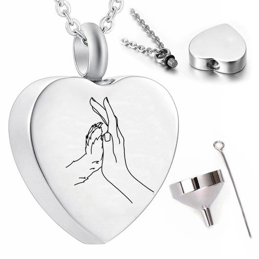Cremation Jewelry Heart Pendant Necklace Owner and Pet Pattern Souvenir Ashes Urn Jewelry to Commemorate Beloved Pet
