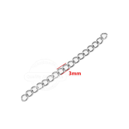 50pcs Stainless Steel 2 inch Soldered Extension Chain Silver Plated Extender Tail Chains for DIY Jewelry Making