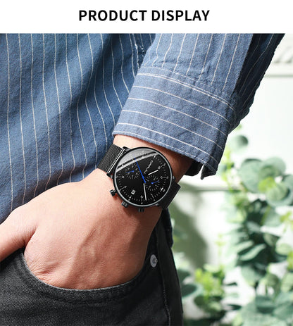 CRRJU Mens Watch Top Luxury Brand Men Stainless Steel WristWatch Men's Military waterproof Date Quartz watches relogio masculino
