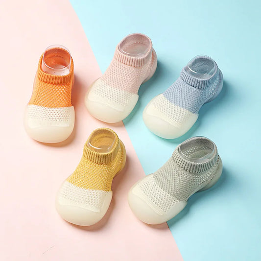 Baby Socks Shoes Kids Toddler First Walkers Soft Non-Slip Sole Knit Breathable Rubber Floor Shoes for Boys & Girls