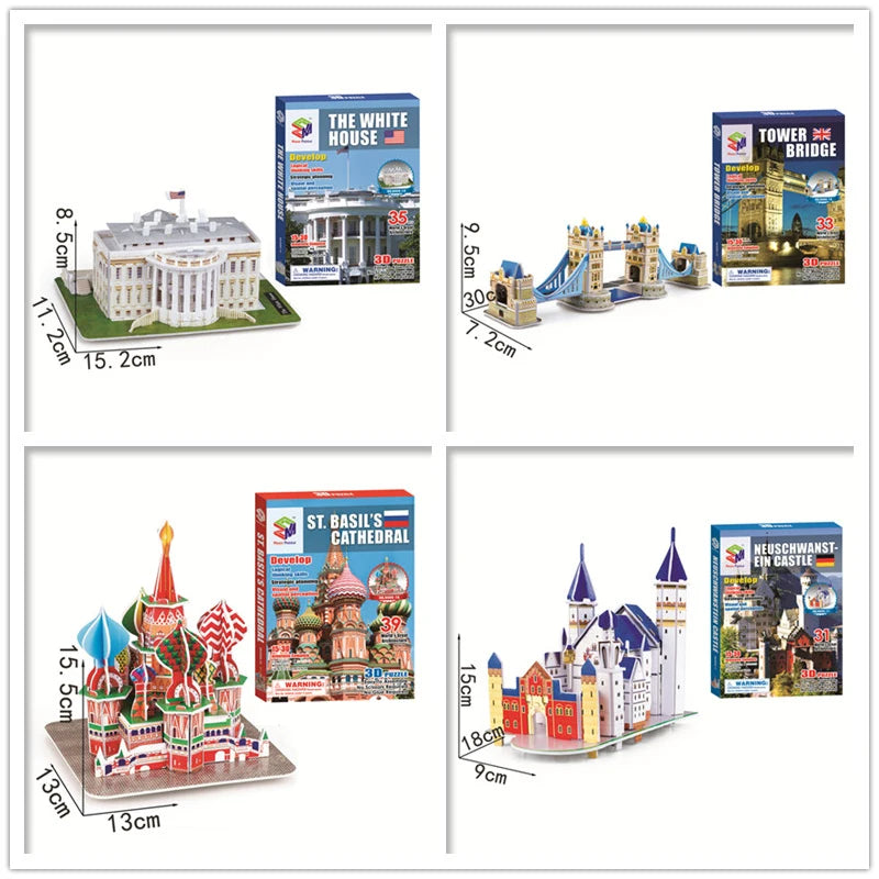 40 Style World Famous Architecture Building 3D Puzzle Model Construction 3D Jigsaw Puzzle Toys For Kids Christmas Gift