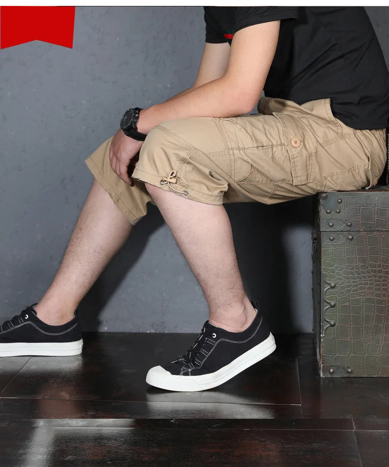MRMT 2026 Brand Mens Capri Pants with Multiple Pockets Cargo Pants Casual Middle-aged Men Shorts Pant for Male Man Cropped Pants