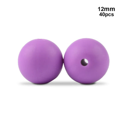 LOFCA 40pcs 12mm Silicone Beads Teething Chew Beads Food Grade Teether Necklace BPA Free Diy Jewelry Baby Teether Toy Pacifier