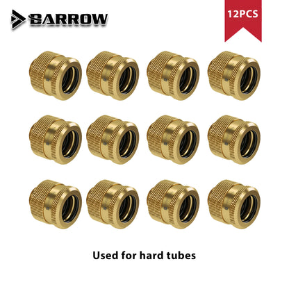 Barrow 12 PCS G1/4” Thread OD12/14/16mm Hard Tube Fitting Kit Anti-off Adapter Compression Connector for Computer Water Cooling