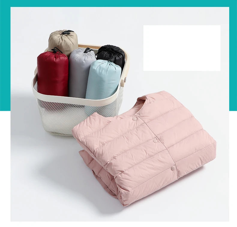 Ultra Thin Down Jacket Women Pink Womens Lightweight Down Jackets Ultra Light White Coat Warm Short Jackets Women