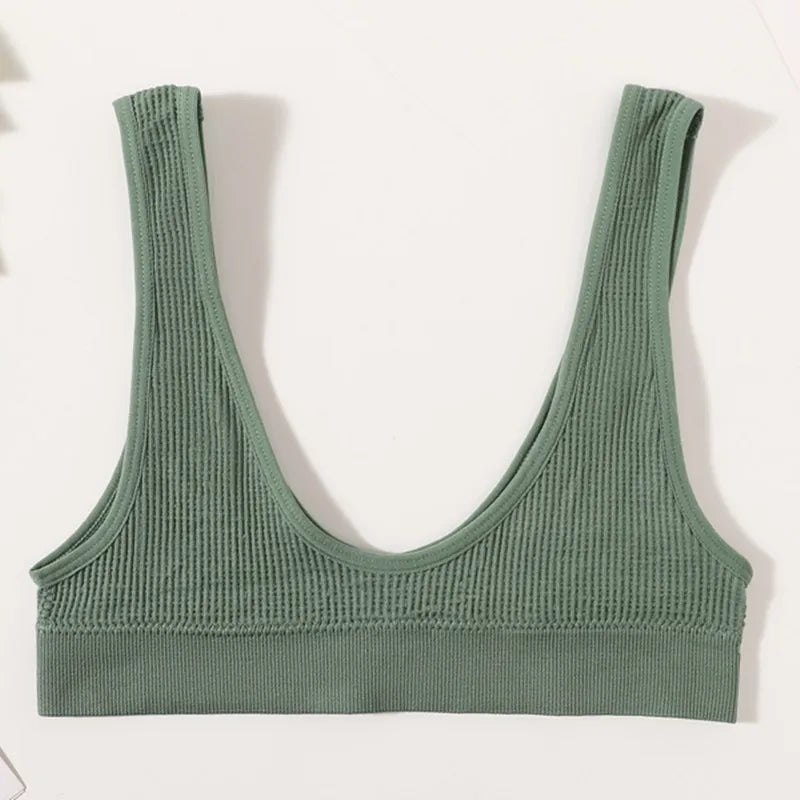 Women Push-Up Bra Small Cup Non-wire Bralette U-Neck Ribbed No-Pad Underwear Multiple Colors Crop Top Ladies Sexy Lingerie M-XL