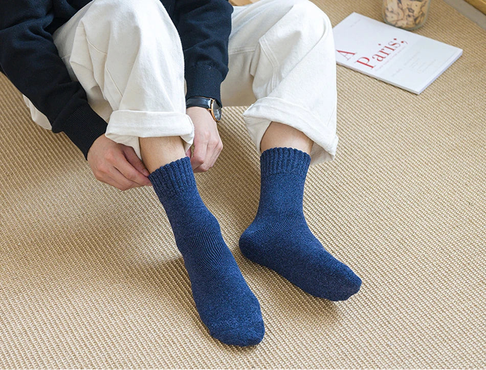5 Pairs Thicken Socks Men High Quality Towel Keep Warm Winter Socks Cotton Christmas Gift Socks For Man Thermal Size 38-45