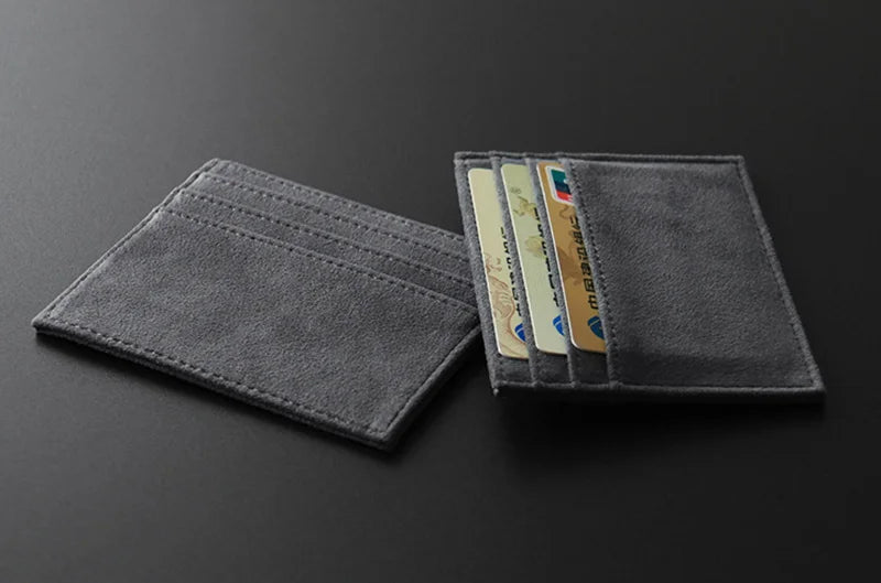 YMW ALCANTARA Card Holder Women & Man Turn fur Luxury Artificial Leather Slim Card Mini Wallet Small Thin Card Package