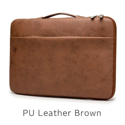 Kinmac Brand PU Leather Laptop Bag 12,13.3,14,15.4,15.6,16 Inch,Shockproof Sleeve Man Lady Women Case For MacBook Air Pro M1-2