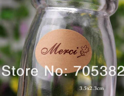 GANSSIA 100pcs/lot "Fait Main avec Amour" Thank you Round Seal Sticker Paper Adhesive Stickers for Bakery& Gift Packing(ss-1143)